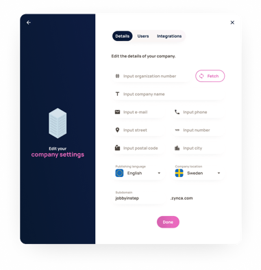 Dashboard - Company settings